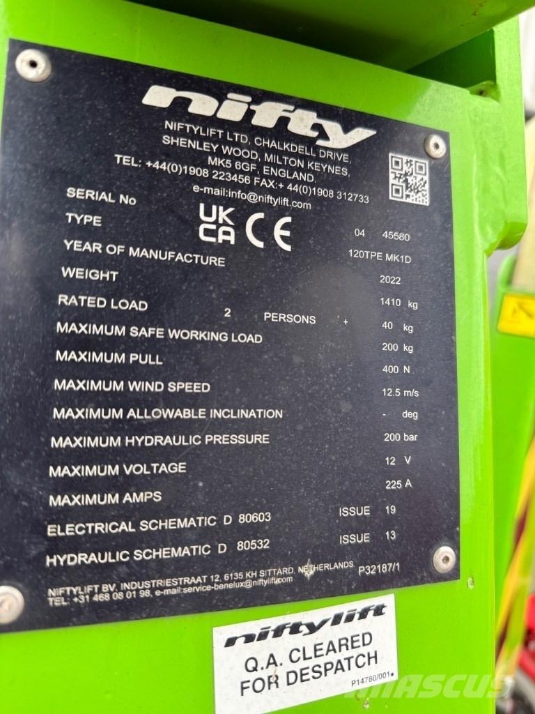 Niftylift 120TPE Ant priekabų montuojamos kėlimo platformos