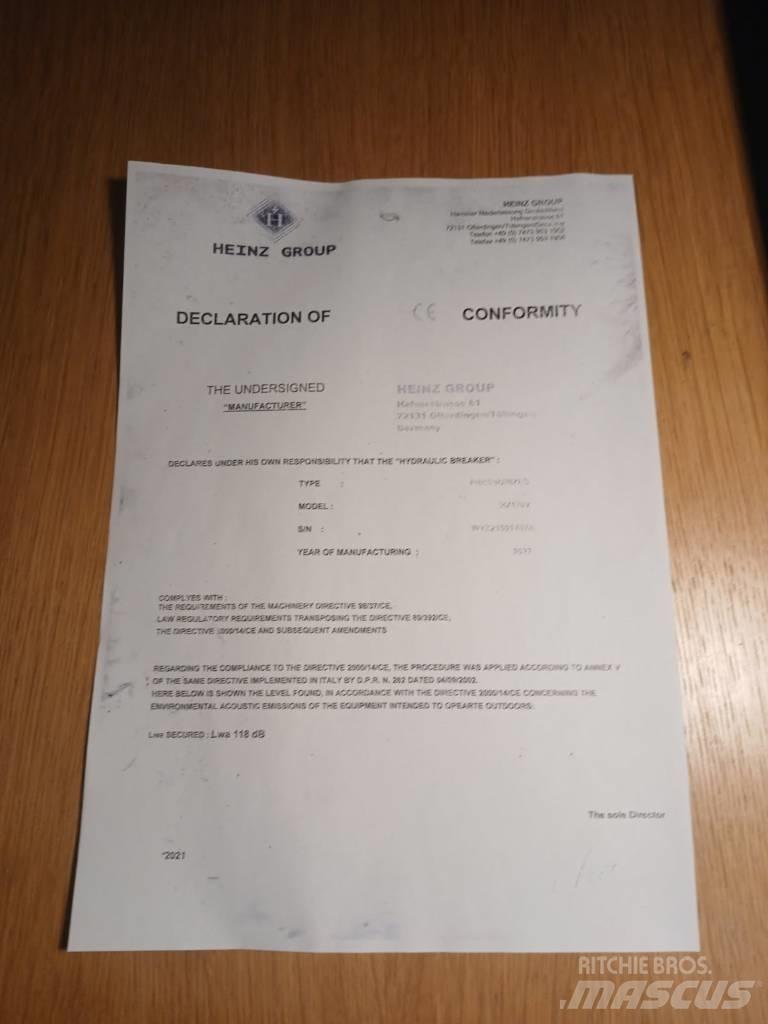  Heinz HZ1702 Hidrauliniai kūjai / Trupintuvai