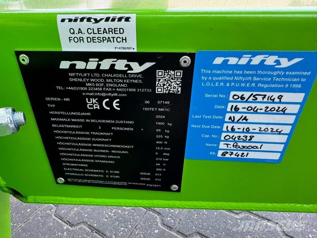 Niftylift 150 TET Ant priekabų montuojamos kėlimo platformos