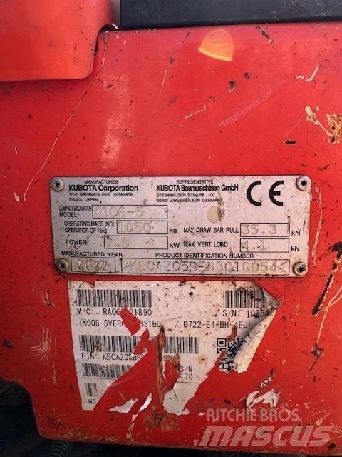 Kubota K 008-5 Mini ekskavatoriai < 7 t