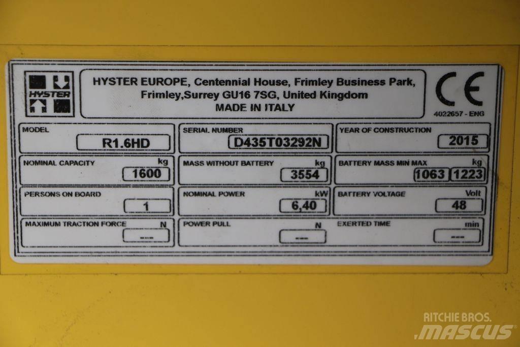 Hyster R 1.6 Elektriniai šakiniai krautuvai