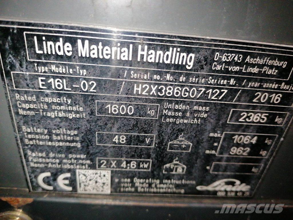 Linde E16L-02 Elektriniai šakiniai krautuvai