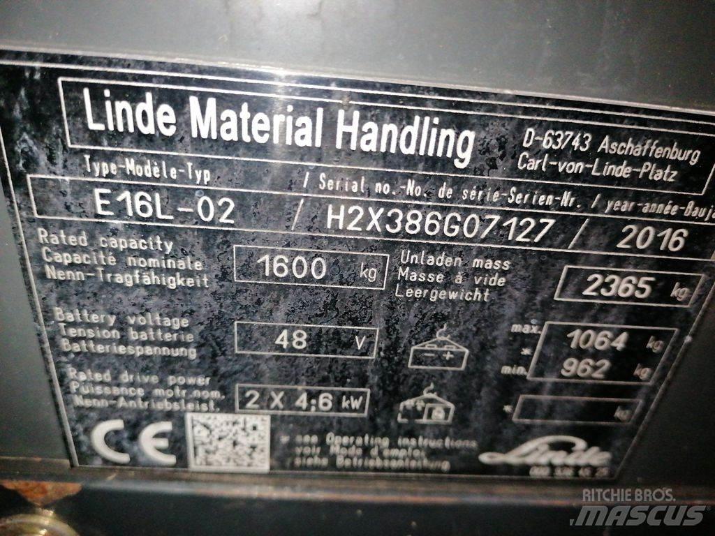 Linde E16L-02 Elektriniai šakiniai krautuvai