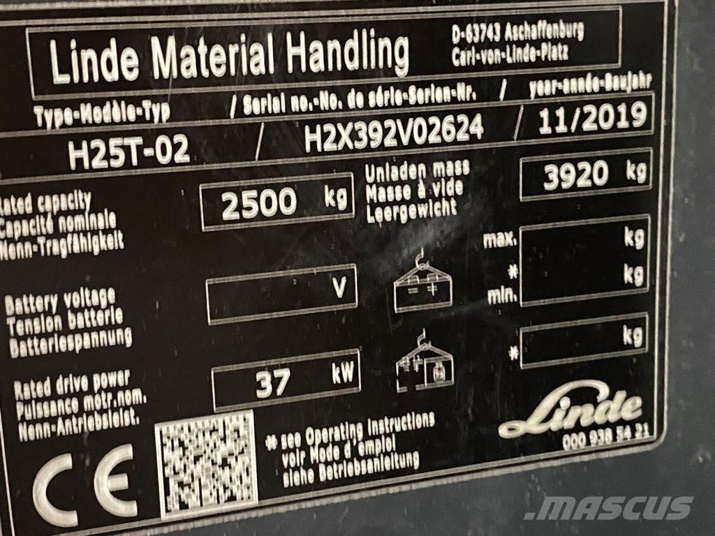 Linde H25T-02 LPG (dujiniai) krautuvai
