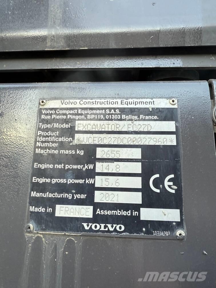 Volvo EC 27 D Mini ekskavatoriai < 7 t