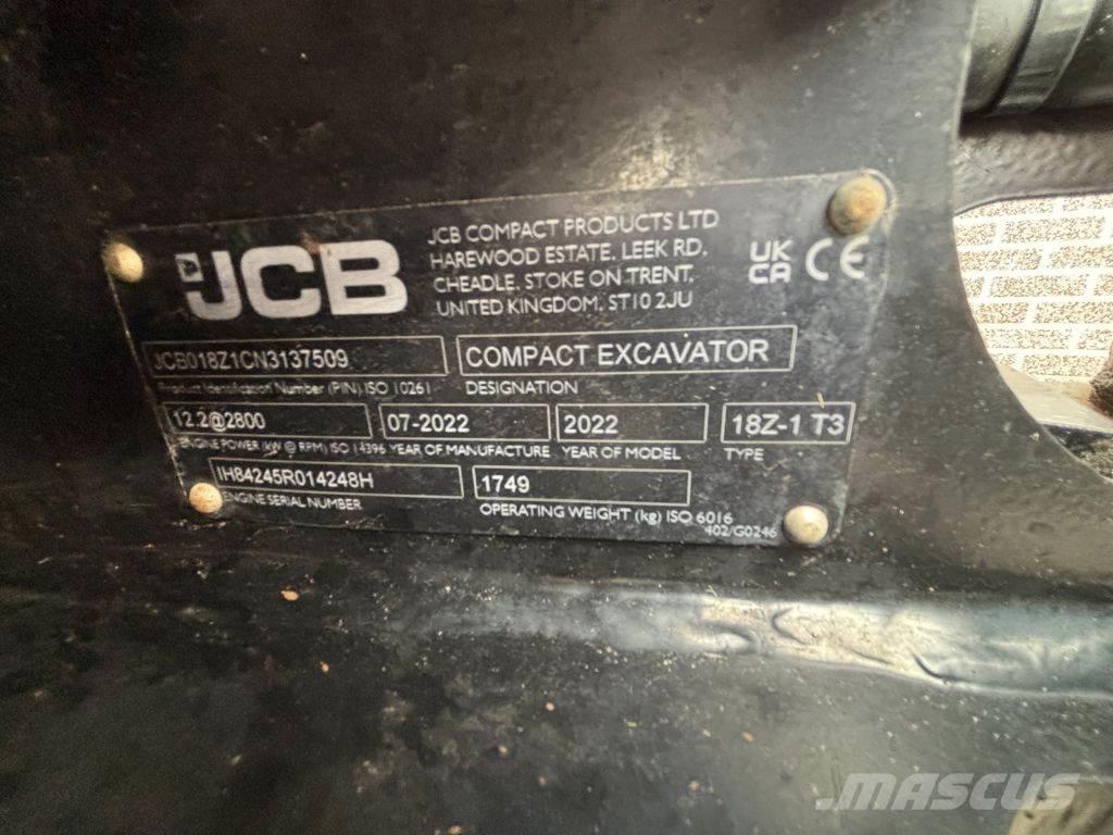 JCB 18Z Mini ekskavatoriai < 7 t