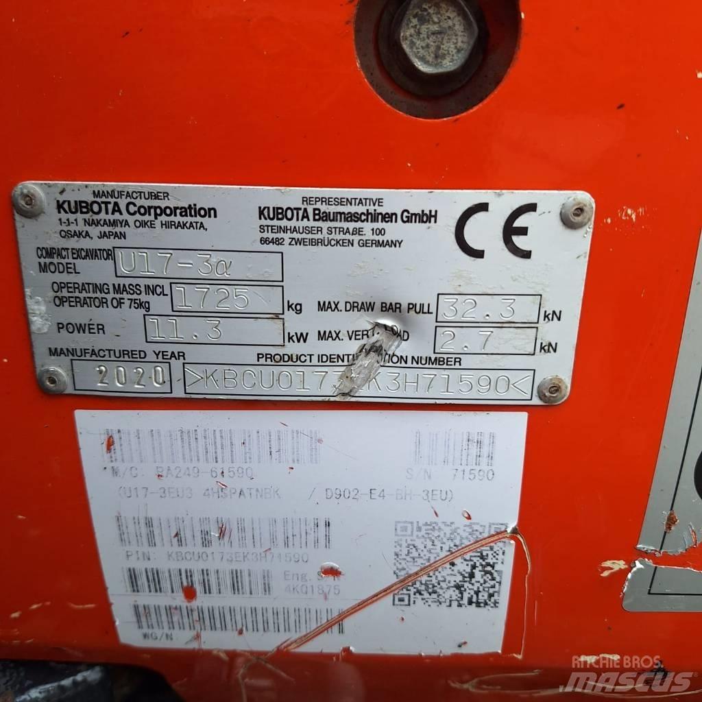 Kubota U 17-3 Mini ekskavatoriai < 7 t