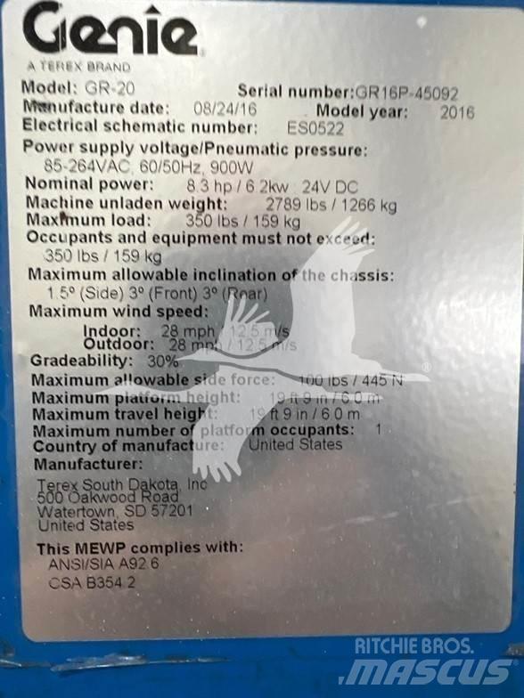 Genie GR20 Vertikalūs stiebiniai keltuvai