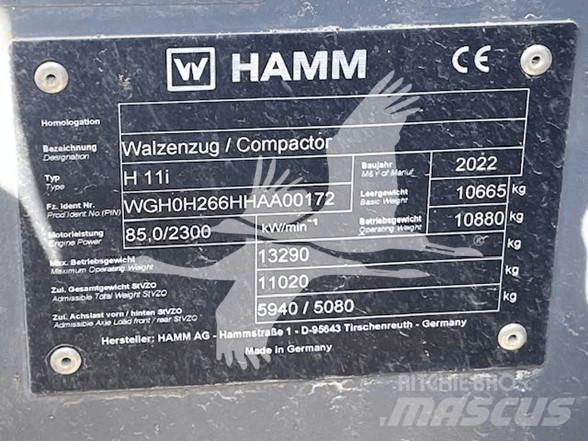 Hamm H11i Vieno būgno volai
