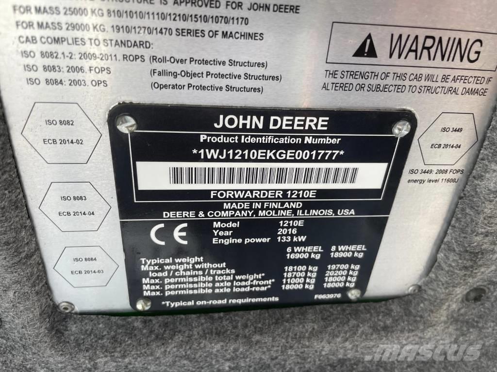 John Deere 1210 E Naudoti miškovežiai (Forvarderiai)