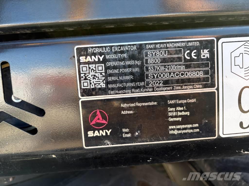 Sany SY 80 U Vidutinės galios ekskavatoriai 7-12 t