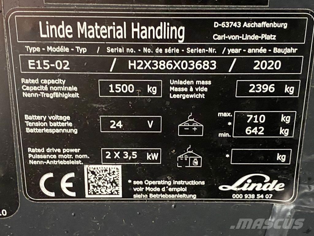 Linde E15-02 Elektriniai šakiniai krautuvai