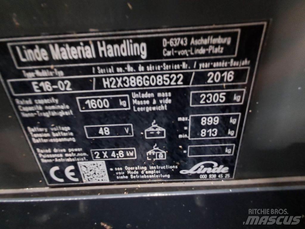 Linde E16-02 Elektriniai šakiniai krautuvai