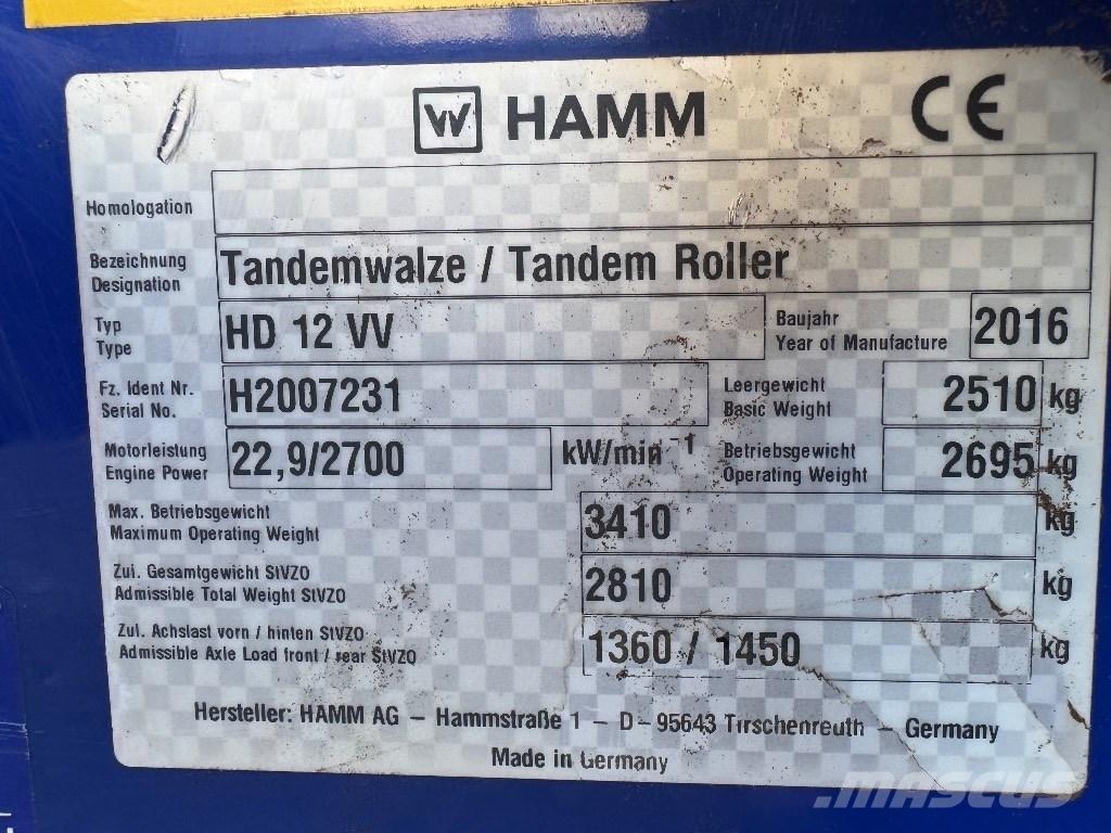 Hamm HD 12 VV Porinių būgnų volai