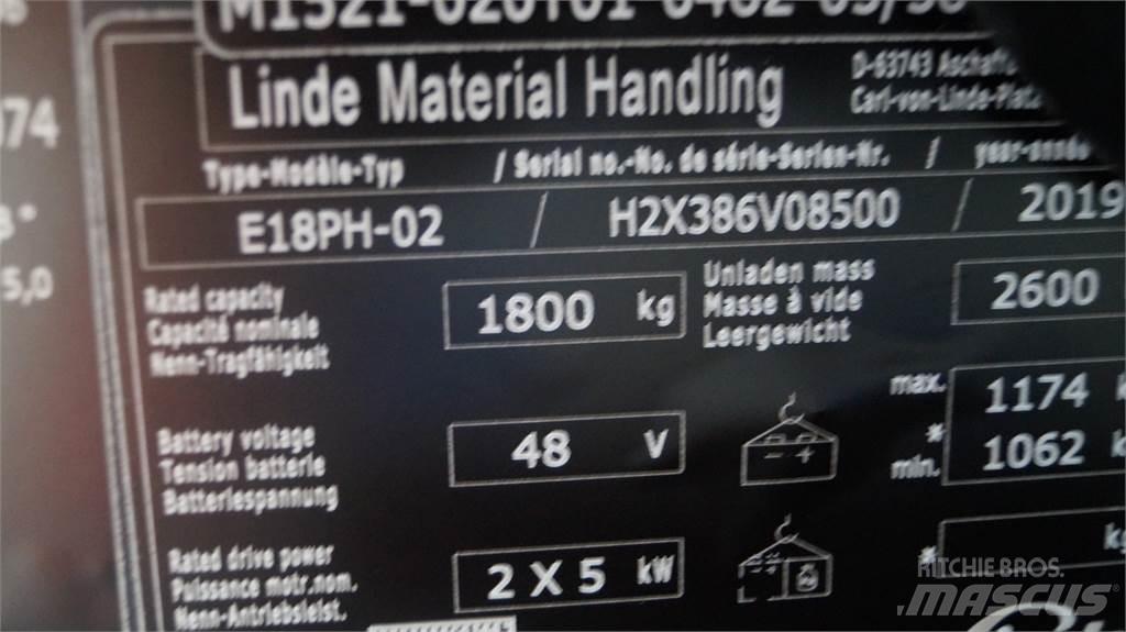 Linde E18PH Elektriniai šakiniai krautuvai