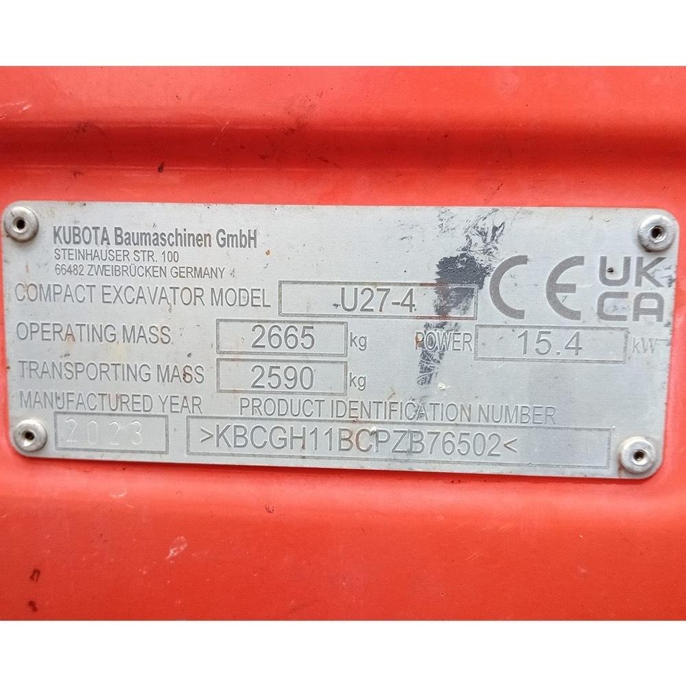 Kubota U 27-4 Mini ekskavatoriai < 7 t