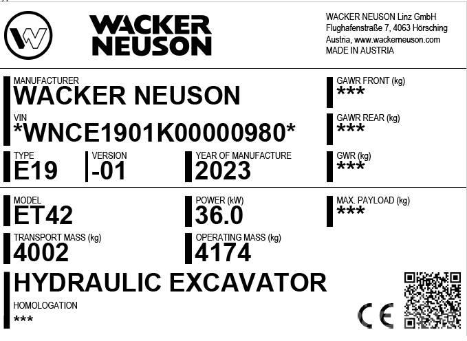 Wacker Neuson ET42 Vikšriniai ekskavatoriai