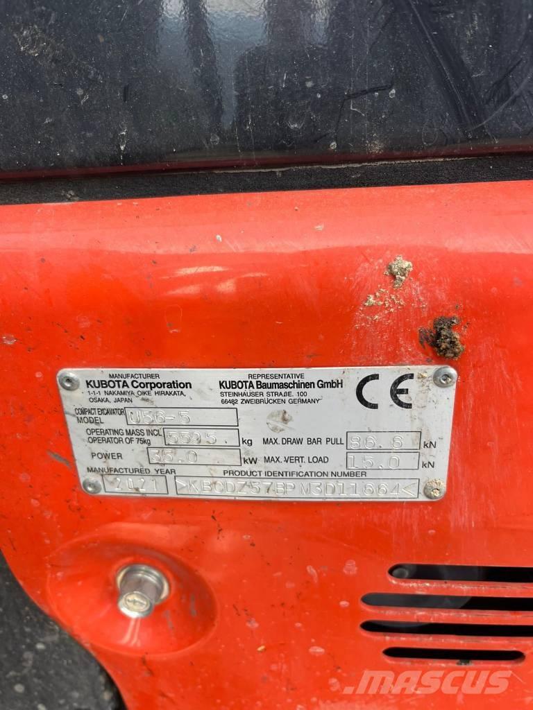Kubota U 56-S Mini ekskavatoriai < 7 t