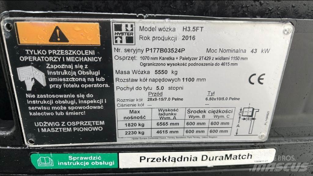 Hyster H 3.5 FT LPG (dujiniai) krautuvai