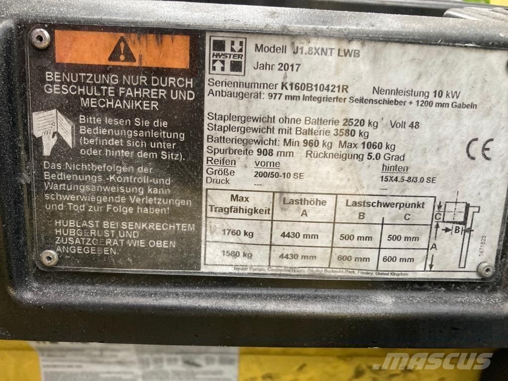 Hyster J 1.80 XNT Elektriniai šakiniai krautuvai