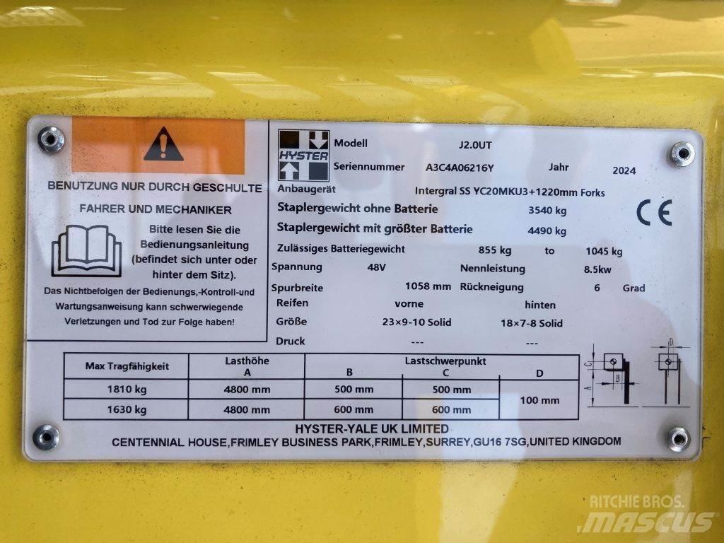 Hyster J 2.0 UT Elektriniai šakiniai krautuvai