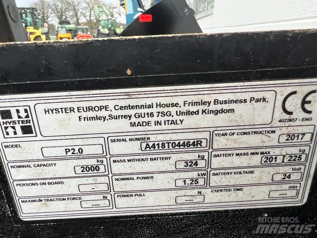 Hyster P 2.0 Mažų aukščių keltuvai
