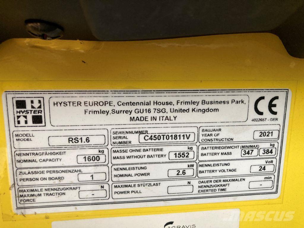 Hyster RS 1.6 IL Savaeigiai rietuvai