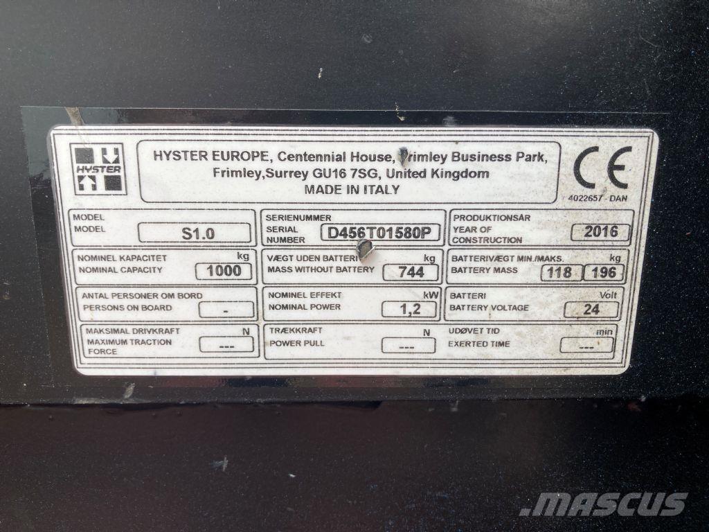 Hyster S 1.0 Rankiniai vėžimėliai