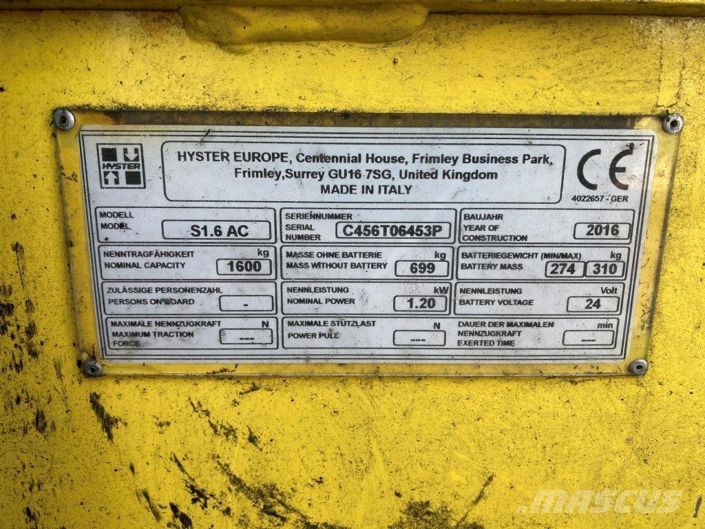 Hyster S 1.6 AC Rankiniai vėžimėliai