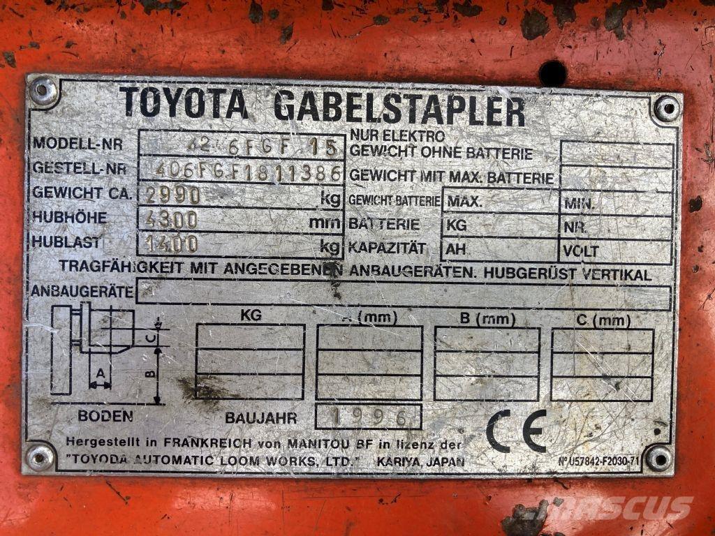 Toyota 42 6FGF 15 LPG (dujiniai) krautuvai