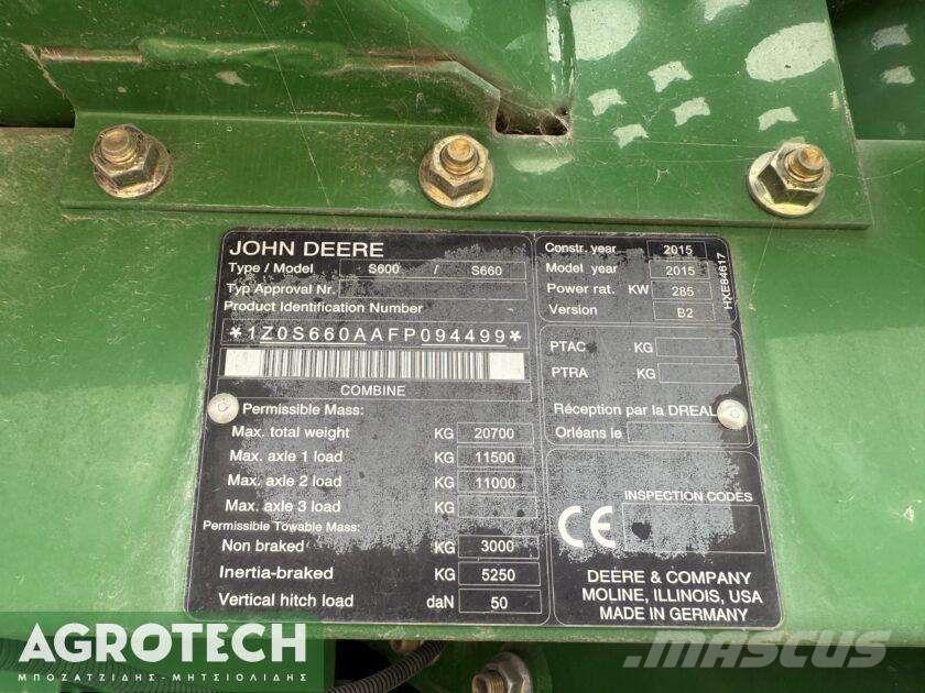 John Deere S660i Traktoriai