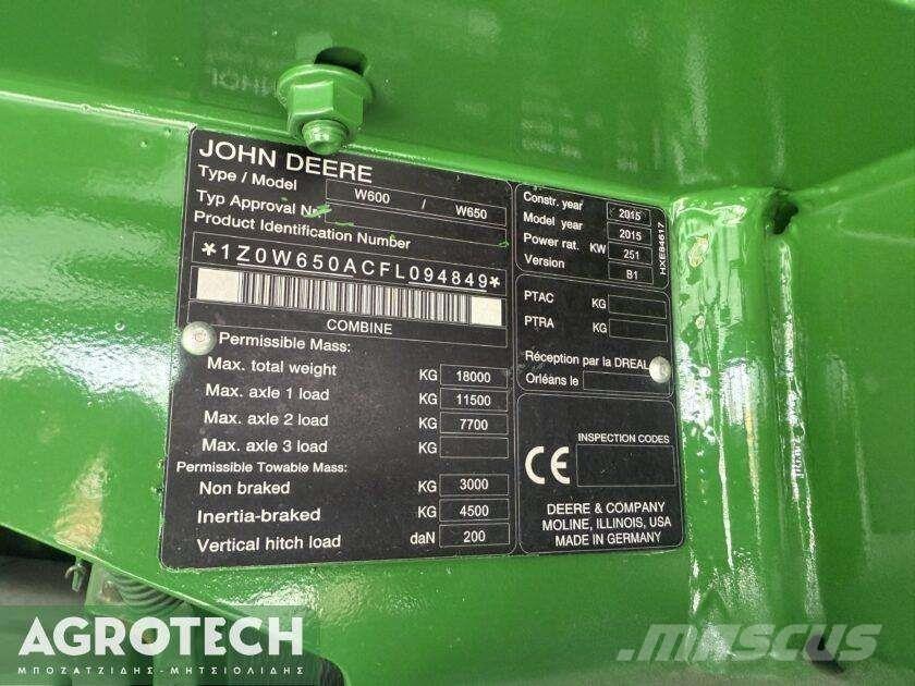John Deere W650 Traktoriai