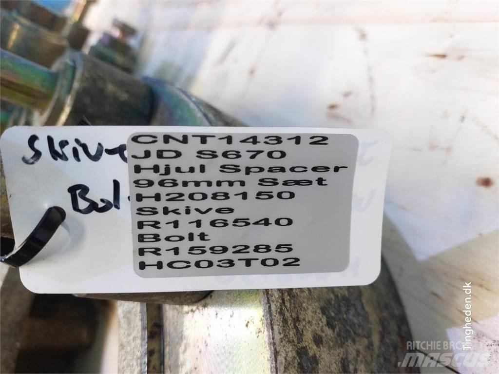 John Deere S670 Padangos, ratai ir ratlankiai