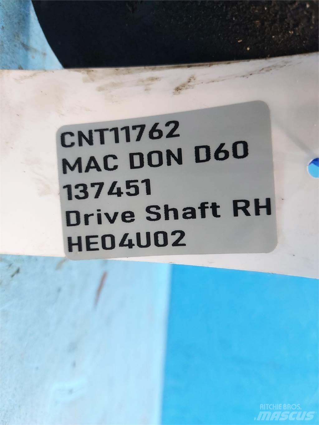 MacDon D60 Derliaus nuėmimo kombainų priedai