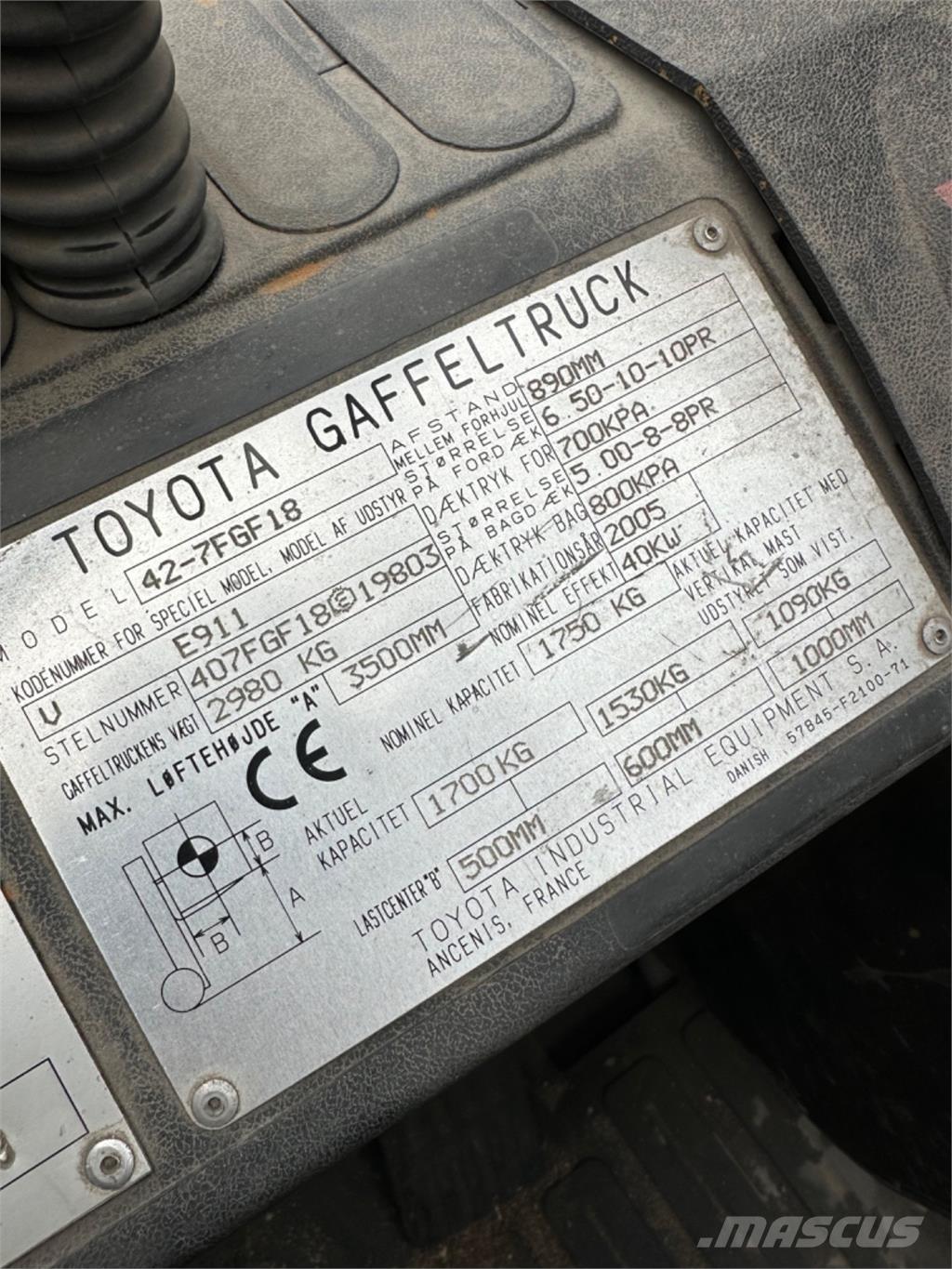 Toyota FG18 LPG (dujiniai) krautuvai
