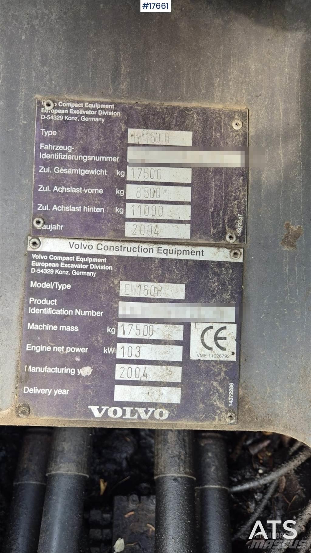 Volvo EW 160B Ratiniai ekskavatoriai