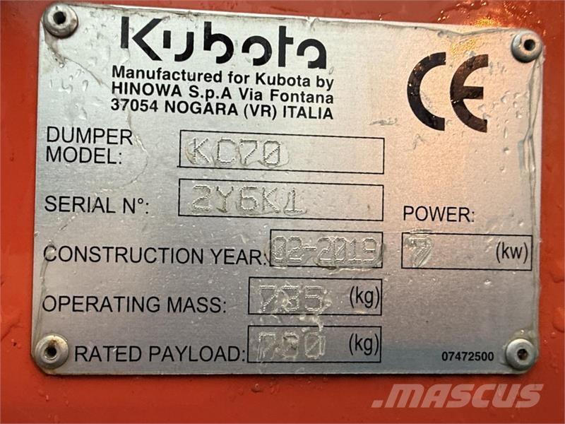 Kubota KC70 Statybiniai savivarčiai sunkvežimiai