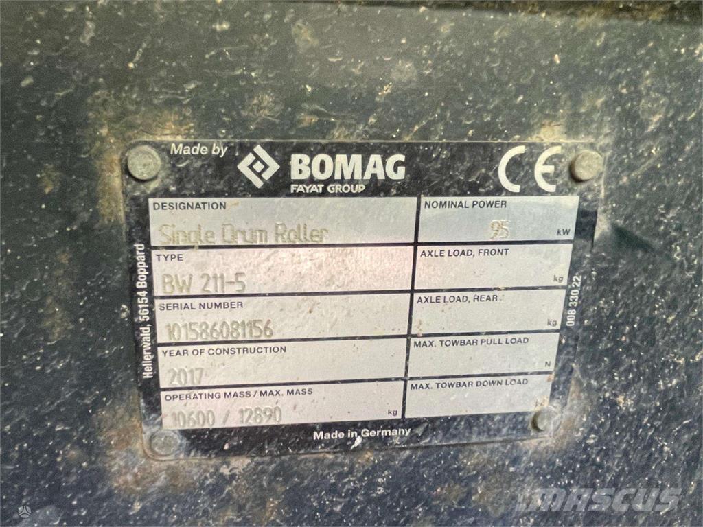 Bomag BW 211-5 Vieno būgno volai