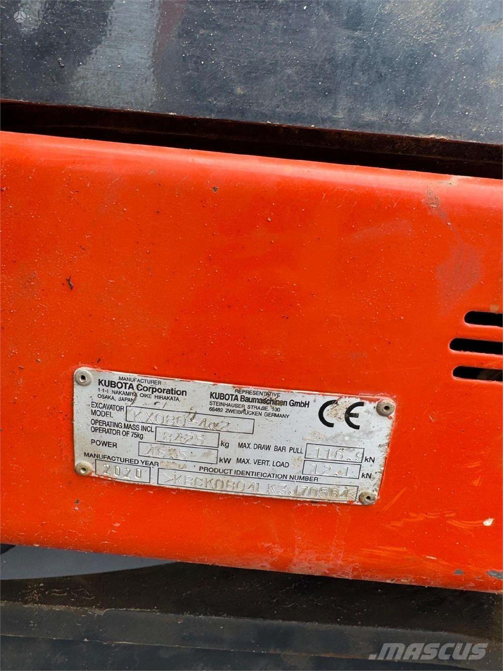 Kubota KX080-4a Vikšriniai ekskavatoriai