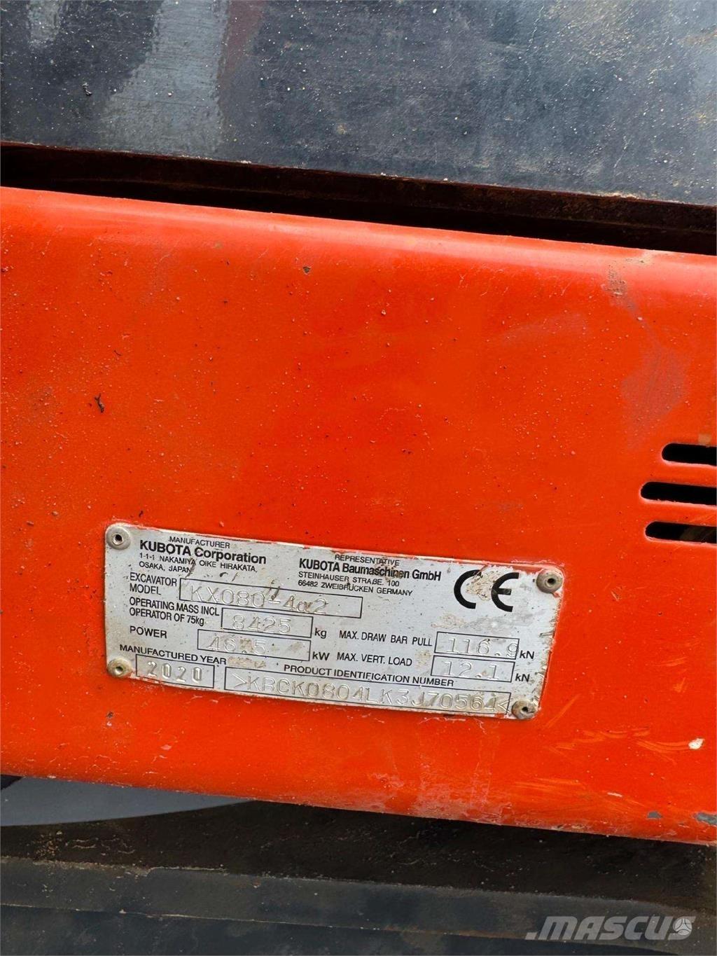 Kubota KX080-4a2 Vikšriniai ekskavatoriai