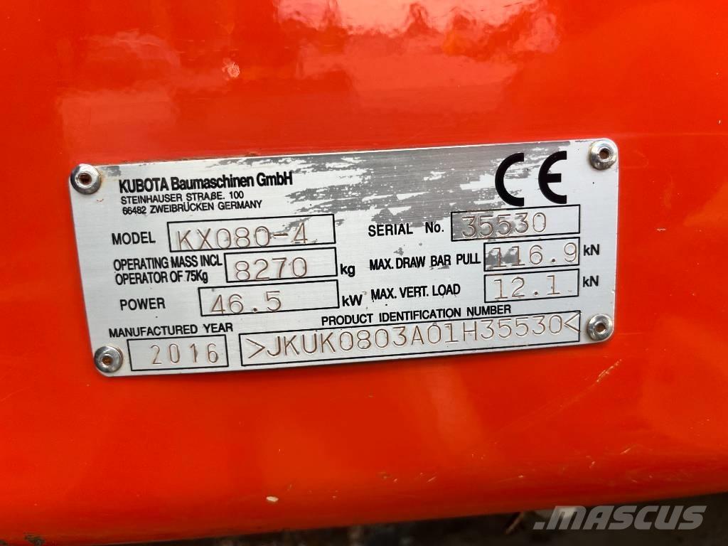 Kubota KX 080-4 Vidutinės galios ekskavatoriai 7-12 t