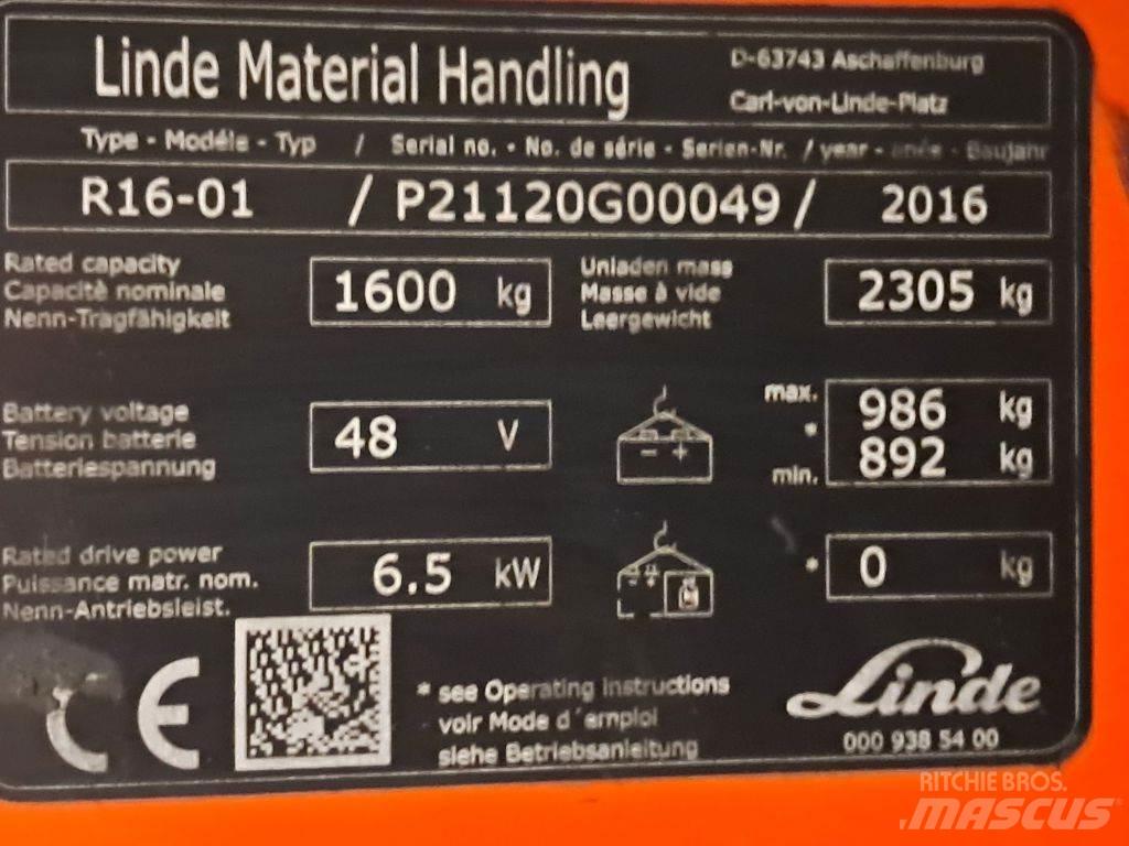 Linde R16-01 Šakiniai krautuvai su prailgintu keltuvu