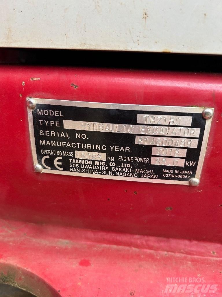 Takeuchi TB 2150 Vikšriniai ekskavatoriai