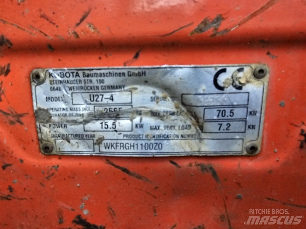 Kubota U 27-4 Mini ekskavatoriai < 7 t