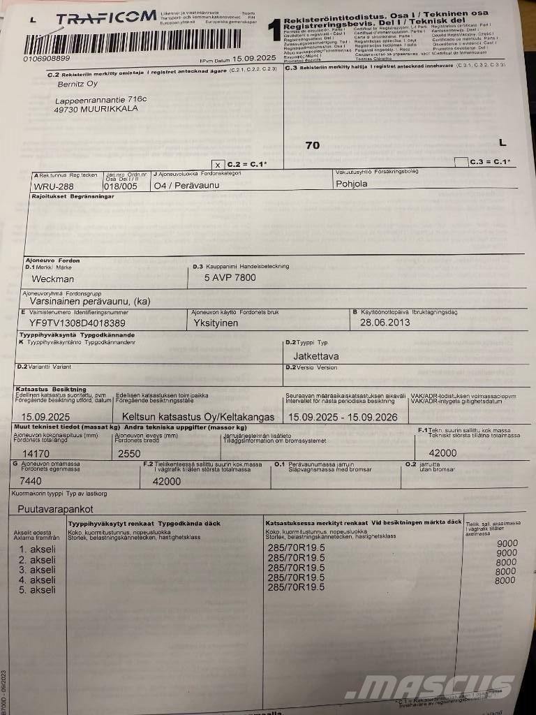 Weckman 5 AVP 7800 Miškovežių priekabos