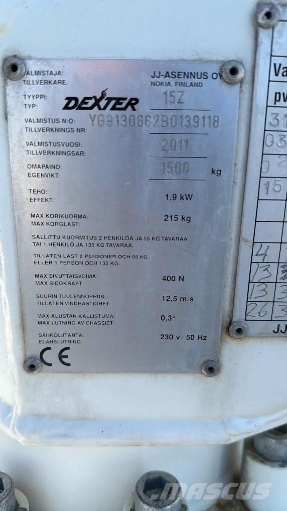 Dexter 15 Z Ant priekabų montuojamos kėlimo platformos