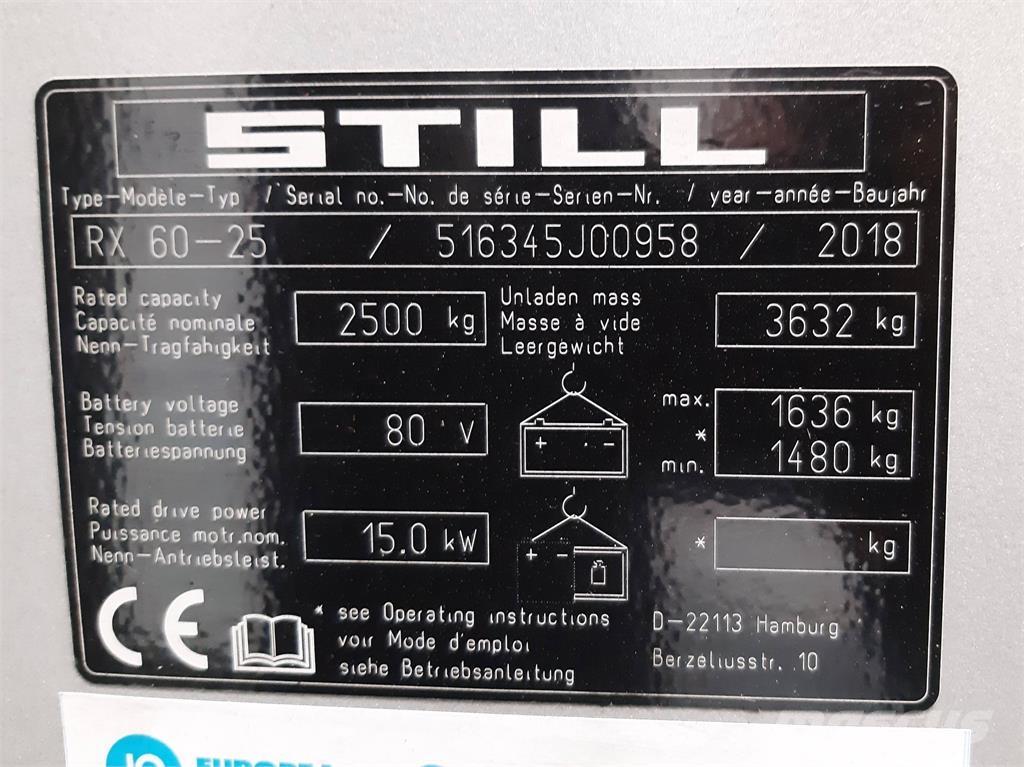 Still RX60 25 Elektriniai šakiniai krautuvai