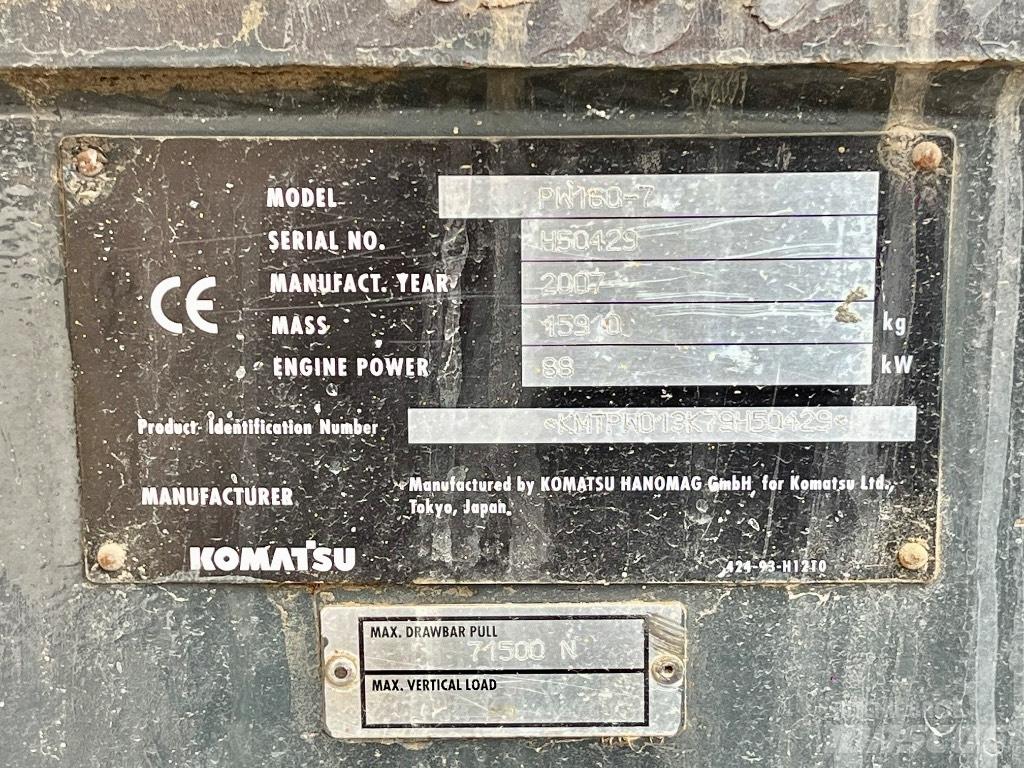Komatsu PW 160 Ratiniai ekskavatoriai