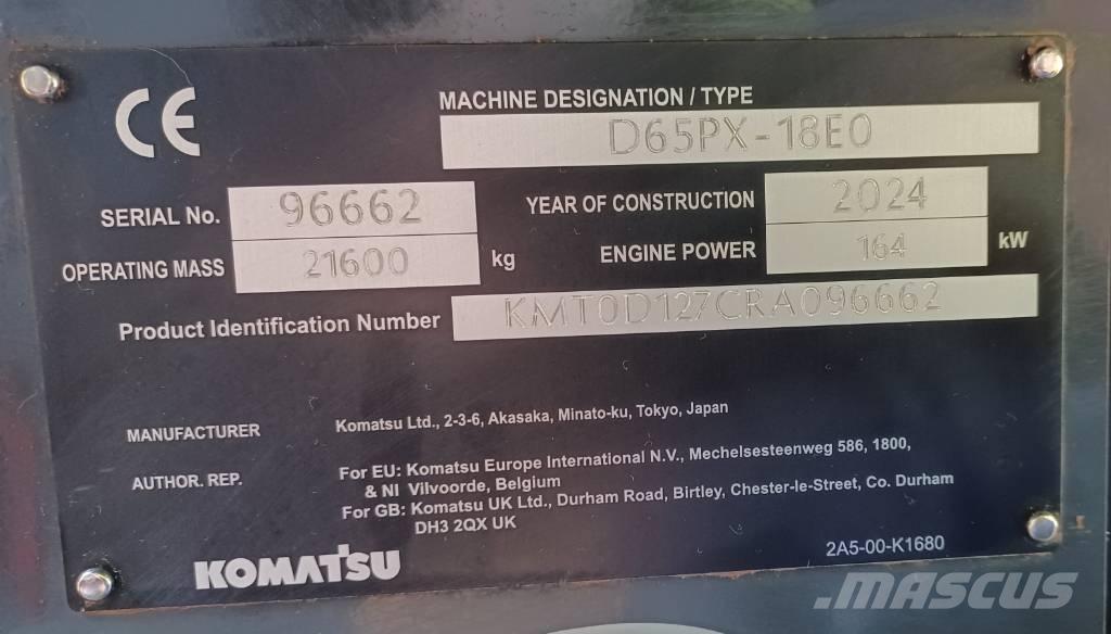Komatsu D65PX-18E0 Vikšriniai buldozeriai