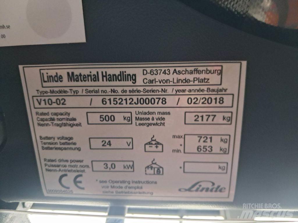 Linde V10-02 Mažų aukščių užsakytų prekių krautuvai